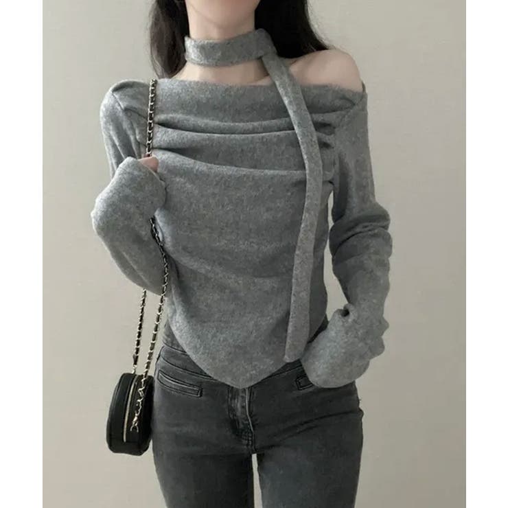 チョーカー付き ドレープワンショルダートップス | VIVID LADY | 詳細画像7 