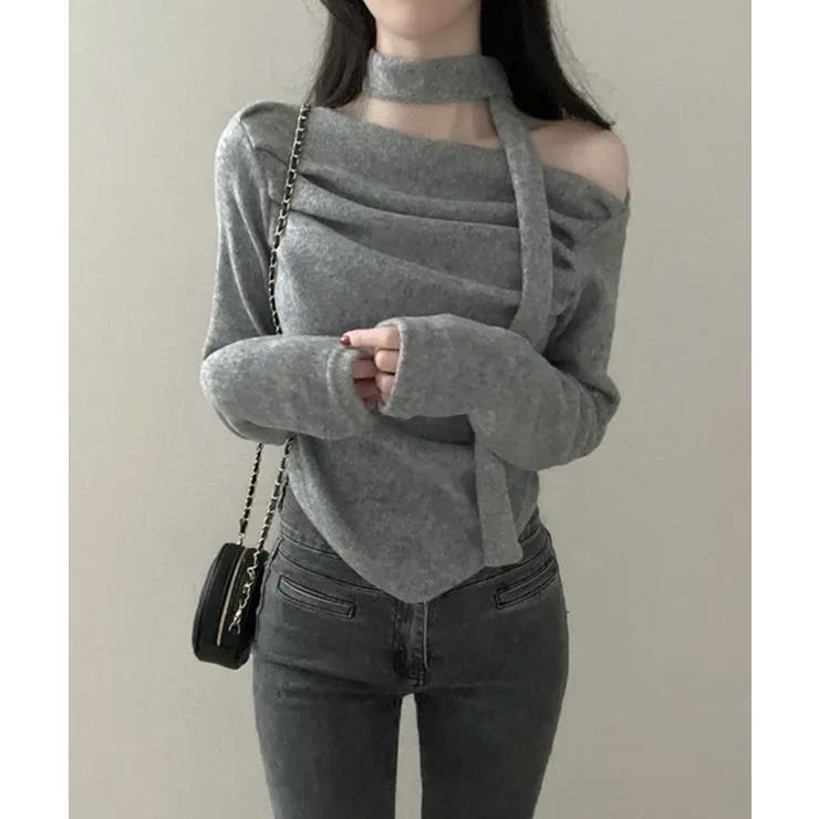 チョーカー付き ドレープワンショルダートップス | VIVID LADY | 詳細画像9 