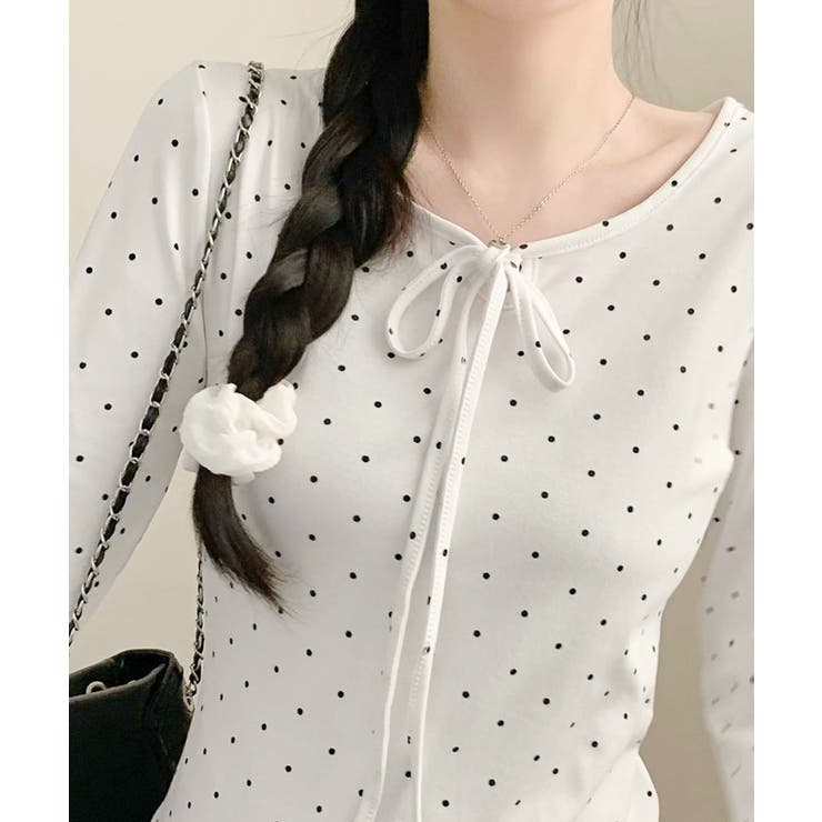 ドット柄 リボン Tシャツ ロンT | VIVID LADY | 詳細画像4 