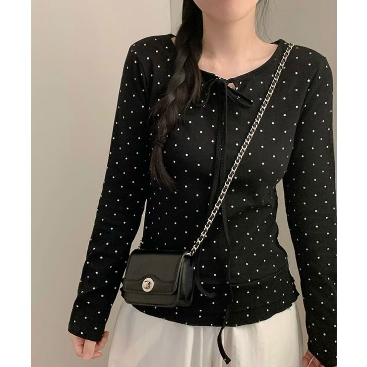 ドット柄 リボン Tシャツ ロンT | VIVID LADY | 詳細画像6 