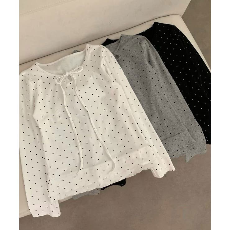 ドット柄 リボン Tシャツ ロンT | VIVID LADY | 詳細画像8 