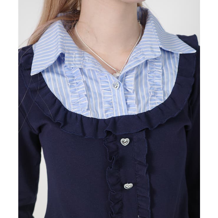 ストライプシャツドッキング フリルTシャツ | VIVID LADY | 詳細画像5 