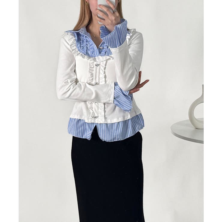 ストライプシャツドッキング フリルTシャツ | VIVID LADY | 詳細画像20 