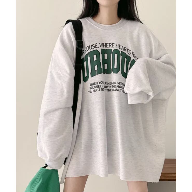 ライトグレー | ロゴプリントオーバーサイズロンT | VIVID LADY