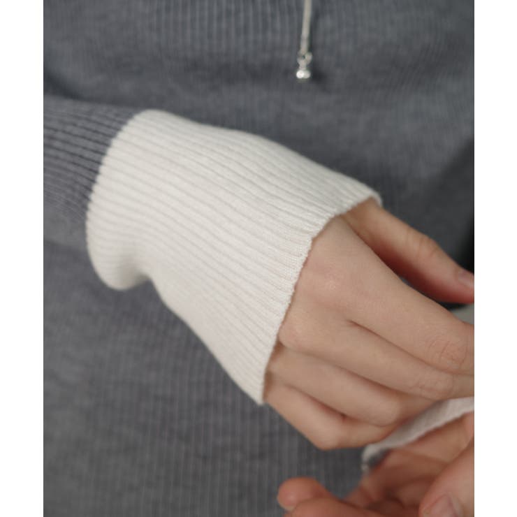 配色リブクルーネックニットプルオーバー | VIVID LADY | 詳細画像10 