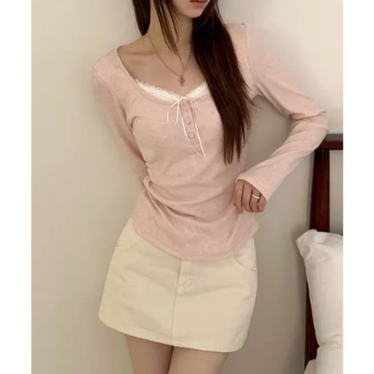 インナードッキング レイヤード風ヘンリーネックロンT | VIVID LADY | 詳細画像20 