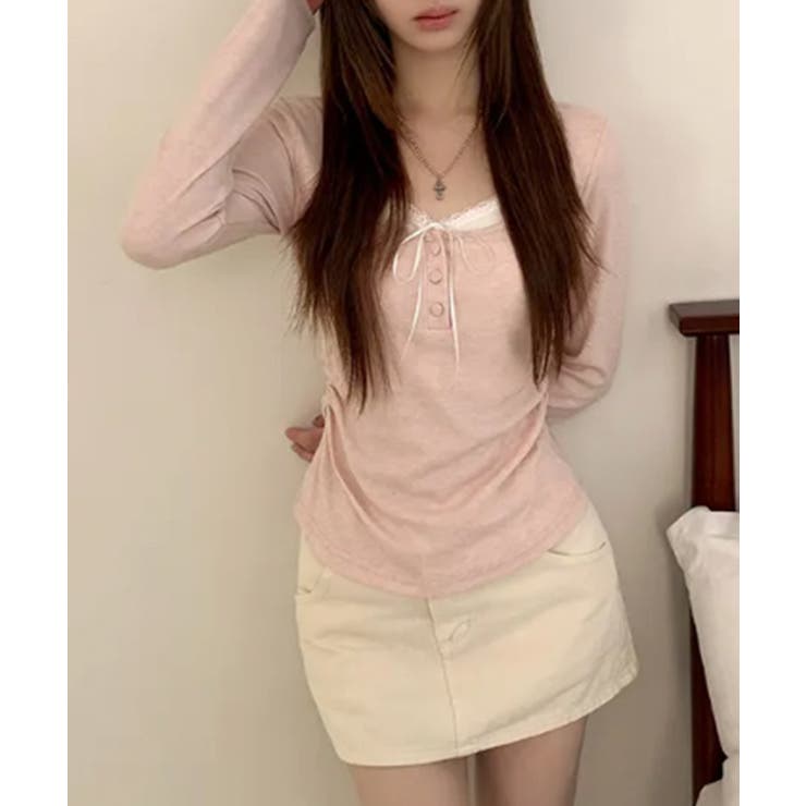 インナードッキング レイヤード風ヘンリーネックロンT | VIVID LADY | 詳細画像21 