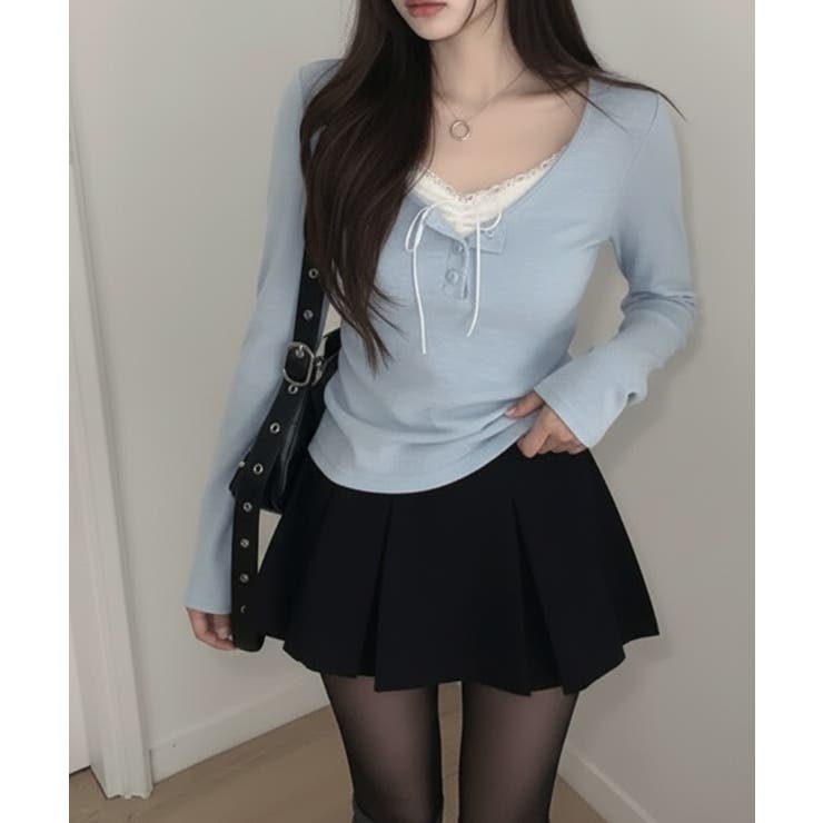 インナードッキング レイヤード風ヘンリーネックロンT | VIVID LADY | 詳細画像26 