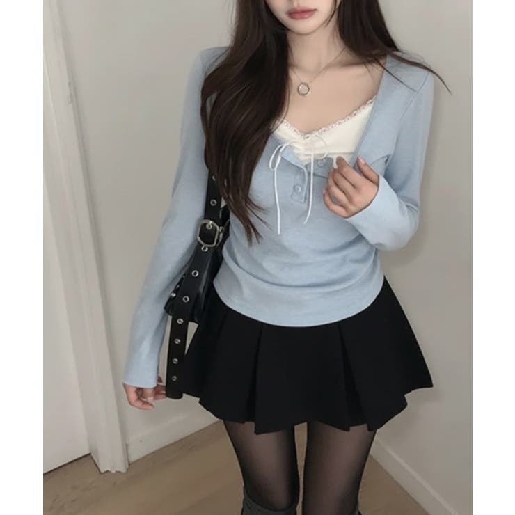 インナードッキング レイヤード風ヘンリーネックロンT | VIVID LADY | 詳細画像28 