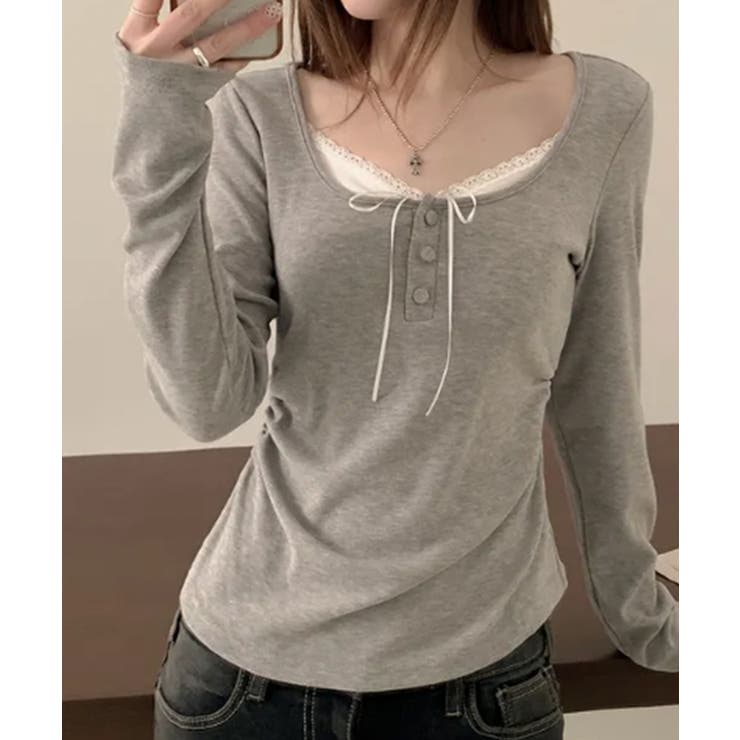 インナードッキング レイヤード風ヘンリーネックロンT | VIVID LADY | 詳細画像30 