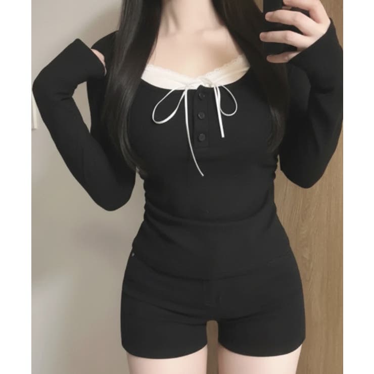 インナードッキング レイヤード風ヘンリーネックロンT | VIVID LADY | 詳細画像41 