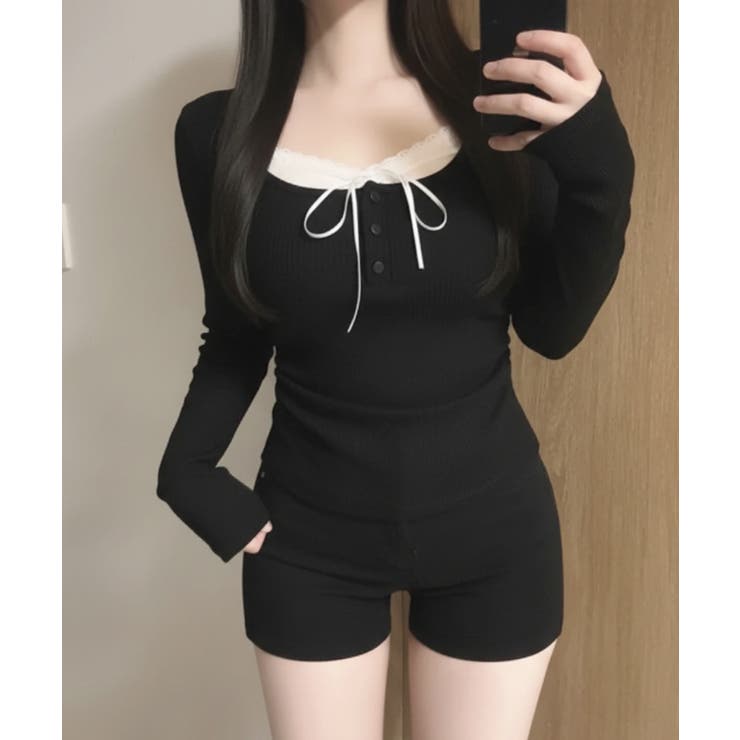 インナードッキング レイヤード風ヘンリーネックロンT | VIVID LADY | 詳細画像42 