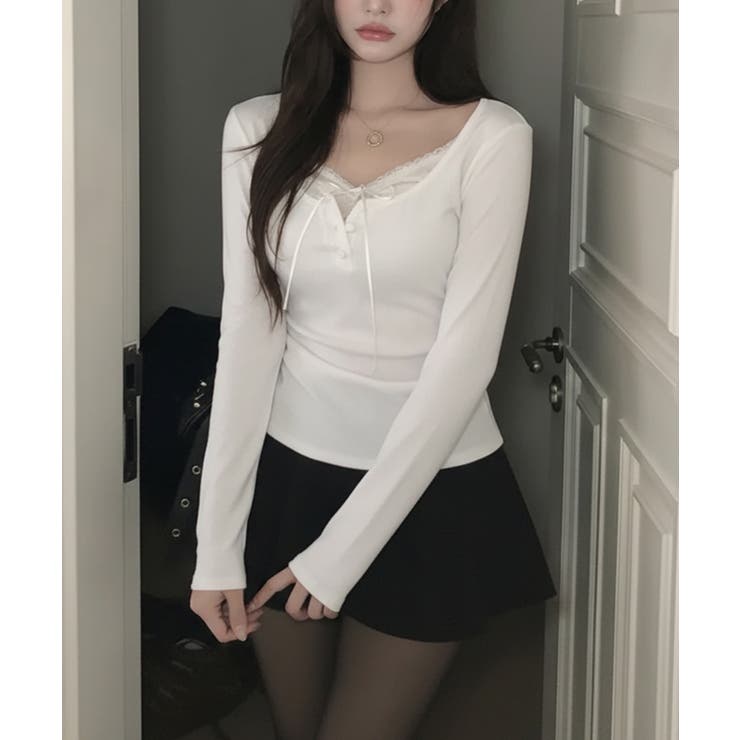 インナードッキング レイヤード風ヘンリーネックロンT | VIVID LADY | 詳細画像7 