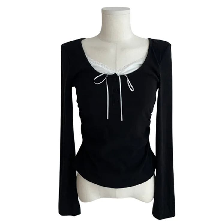 インナードッキング レイヤード風ヘンリーネックロンT | VIVID LADY | 詳細画像47 