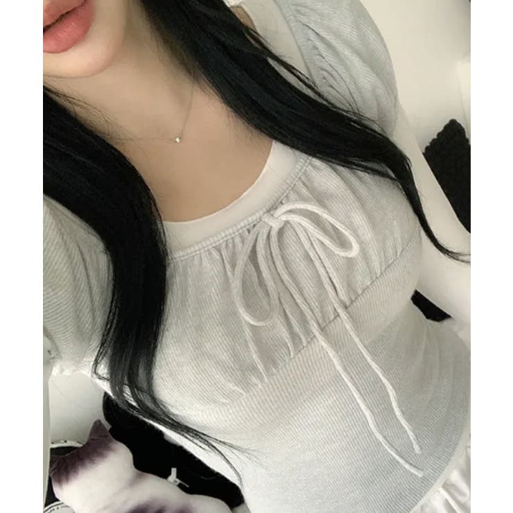 カットソー×パフスリーブリブ ドッキングトップス | VIVID LADY | 詳細画像2 