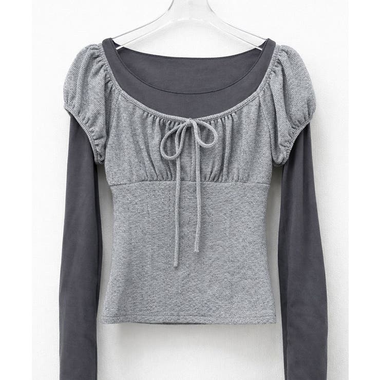 カットソー×パフスリーブリブ ドッキングトップス | VIVID LADY | 詳細画像17 