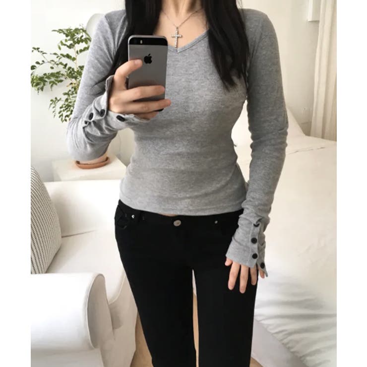 Vネック ロングスリーブタイトTシャツ | VIVID LADY | 詳細画像18 