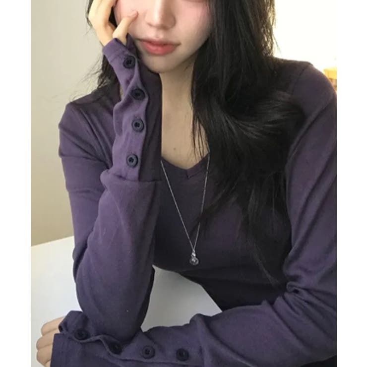 Vネック ロングスリーブタイトTシャツ | VIVID LADY | 詳細画像22 
