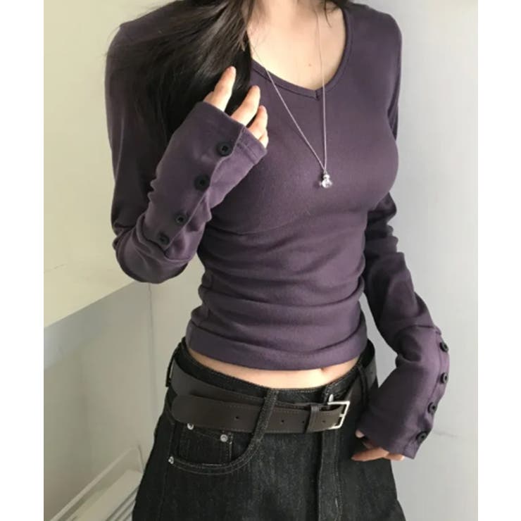 Vネック ロングスリーブタイトTシャツ | VIVID LADY | 詳細画像24 