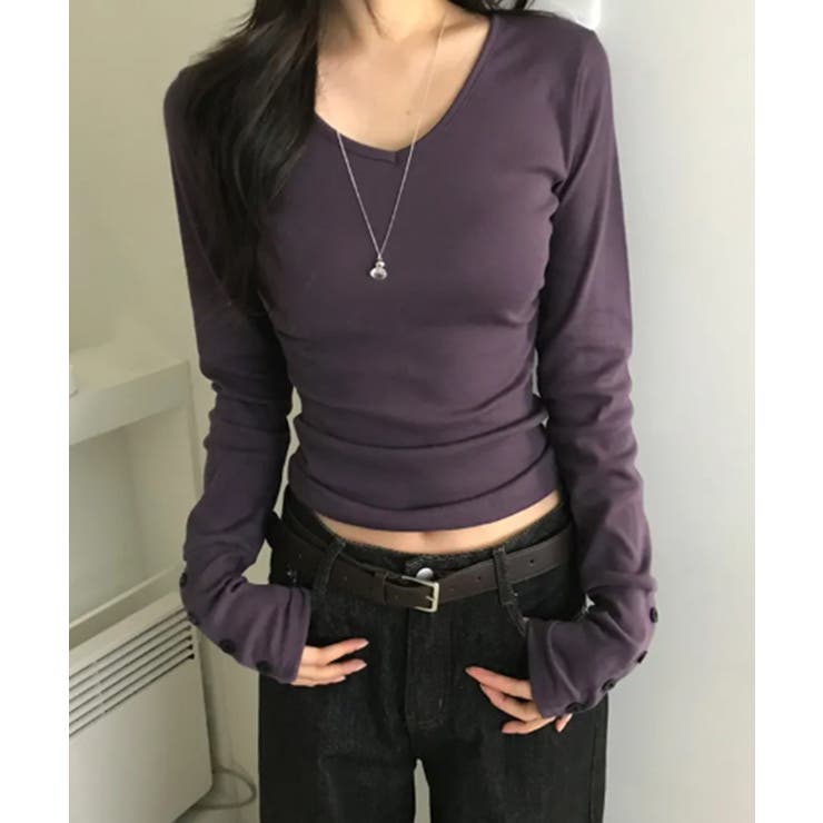 Vネック ロングスリーブタイトTシャツ | VIVID LADY | 詳細画像25 