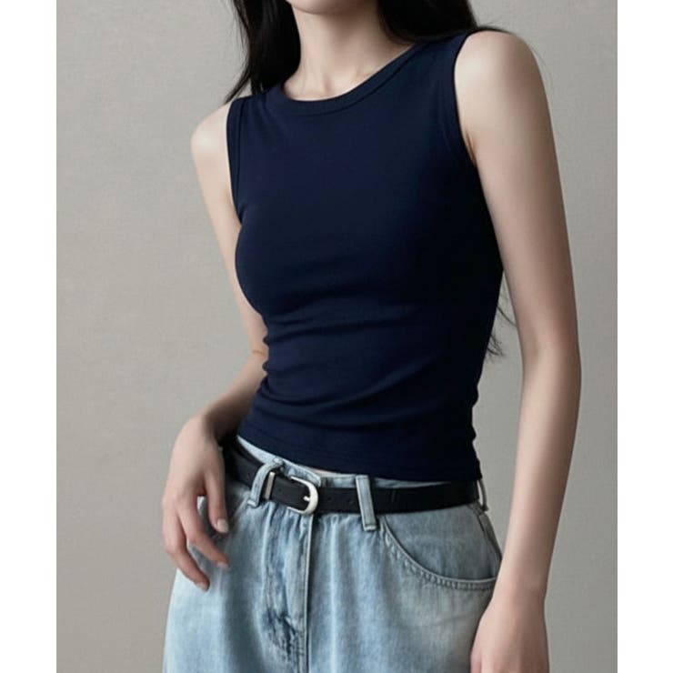 ベーシッククルーネック タンクトップ ノースリーブトップス | VIVID LADY | 詳細画像12 