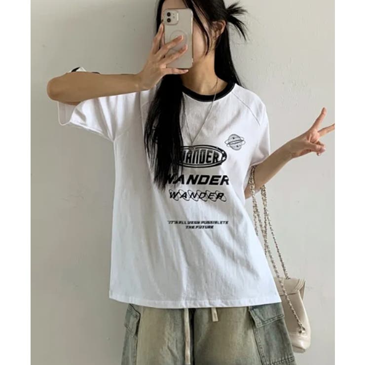 ラインデザイン ラグラン プリントTシャツ | VIVID LADY | 詳細画像1 