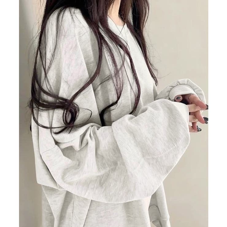 ライトグレー | ルーズシルエット ベーシック スウェット チュニック トップス | VIVID LADY