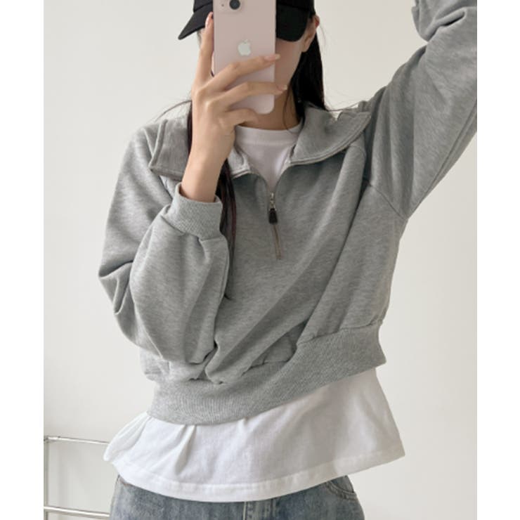 ハーフジップ ショート丈 スウェットプルオーバー | VIVID LADY | 詳細画像2 