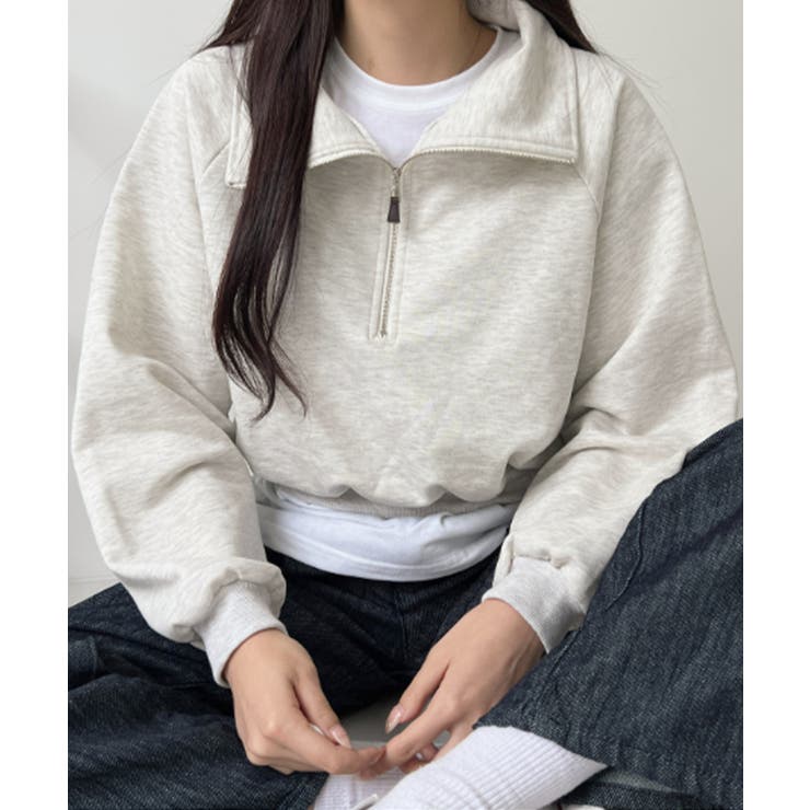 ハーフジップ ショート丈 スウェットプルオーバー | VIVID LADY | 詳細画像5 