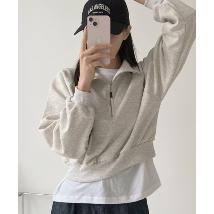 ハーフジップ ショート丈 スウェットプルオーバー | VIVID LADY | 詳細画像6 