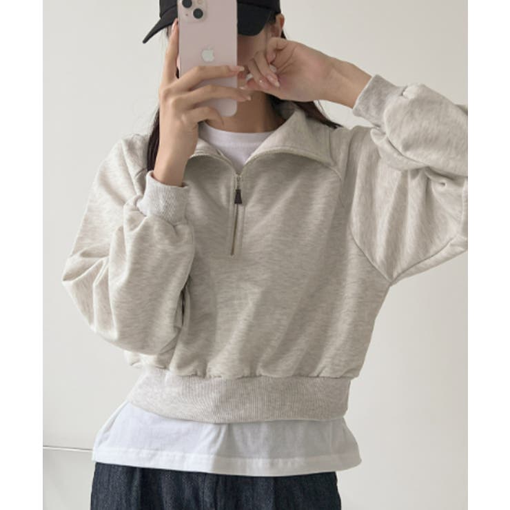 ハーフジップ ショート丈 スウェットプルオーバー | VIVID LADY | 詳細画像7 