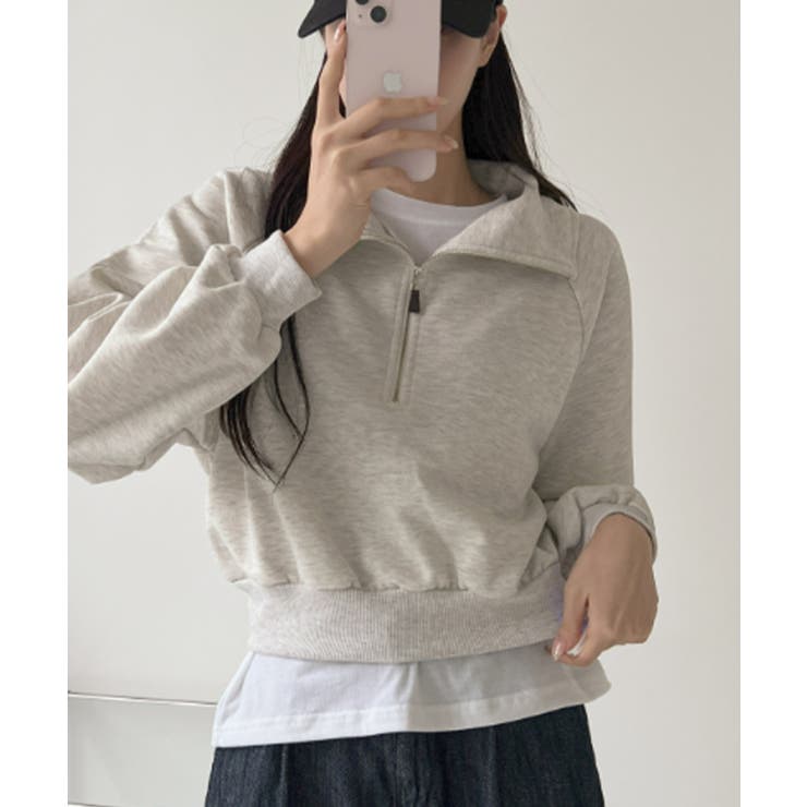 ハーフジップ ショート丈 スウェットプルオーバー | VIVID LADY | 詳細画像8 