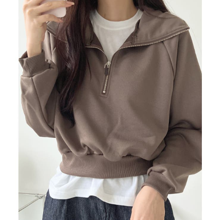 ハーフジップ ショート丈 スウェットプルオーバー | VIVID LADY | 詳細画像9 