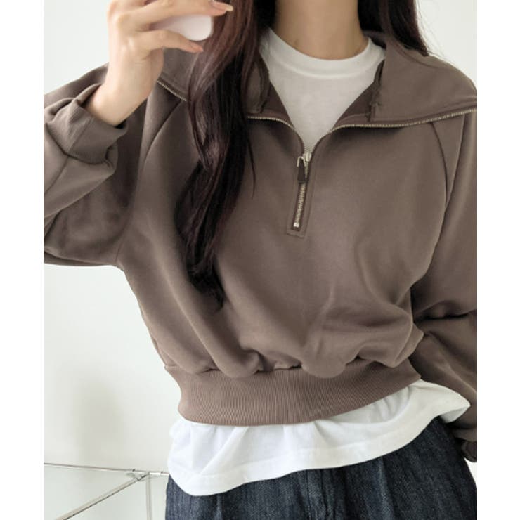 ハーフジップ ショート丈 スウェットプルオーバー | VIVID LADY | 詳細画像11 