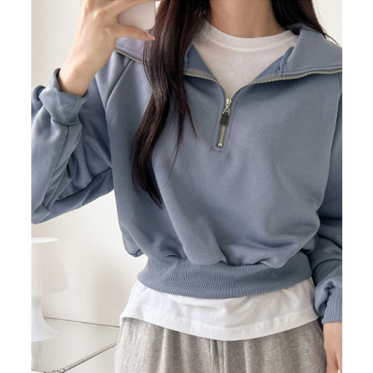 ハーフジップ ショート丈 スウェットプルオーバー | VIVID LADY | 詳細画像12 