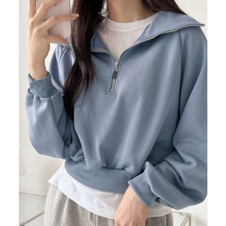 ハーフジップ ショート丈 スウェットプルオーバー | VIVID LADY | 詳細画像13 