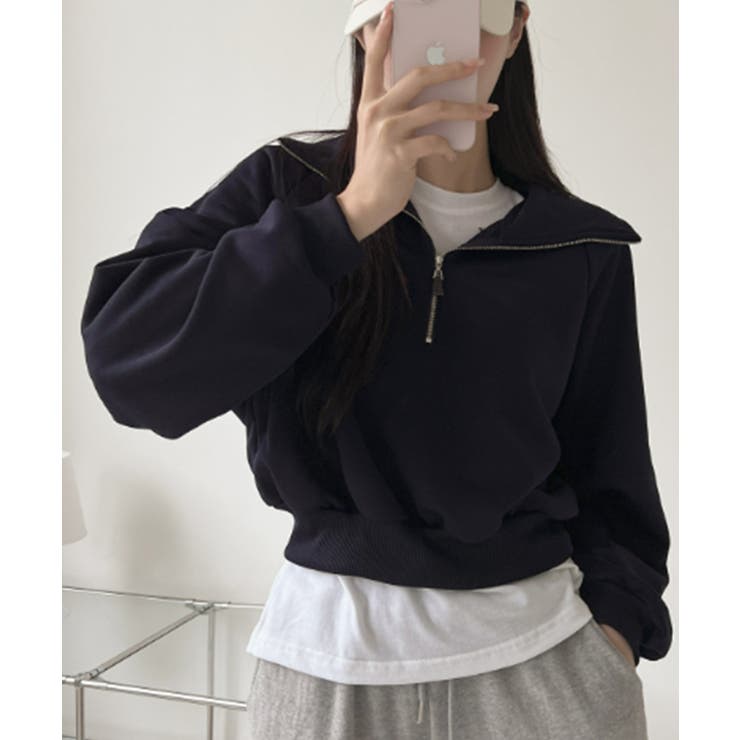 ハーフジップ ショート丈 スウェットプルオーバー | VIVID LADY | 詳細画像17 