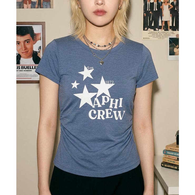 ブルー | スターグラフィックシャーリングフィットTシャツ | VIVID LADY