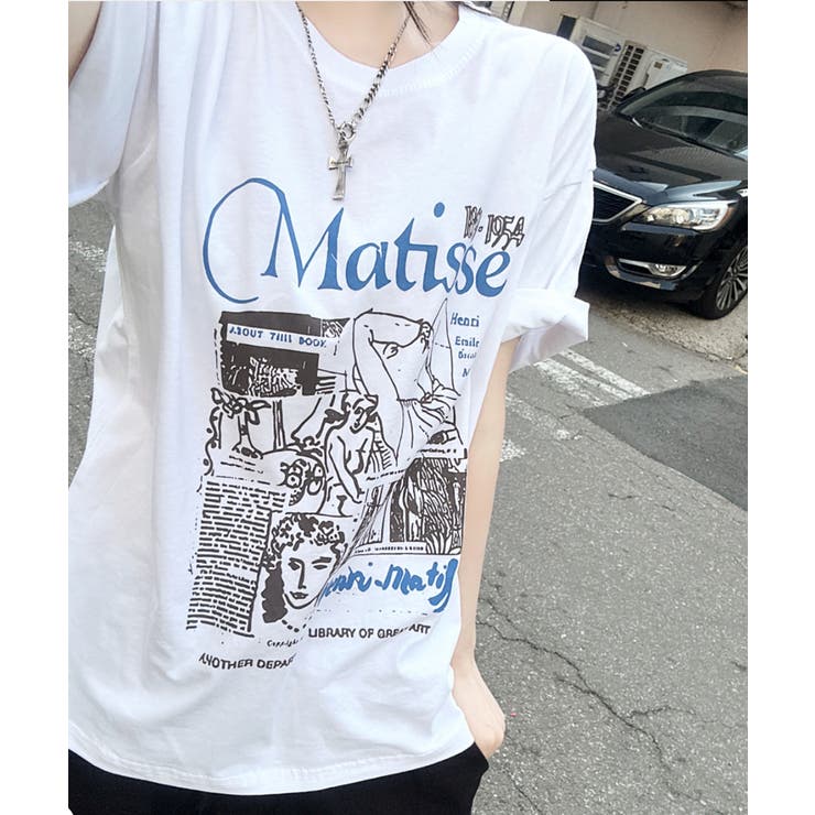 ホワイト | ヴィンテージライク アートグラフィック半袖Tシャツ | VIVID LADY