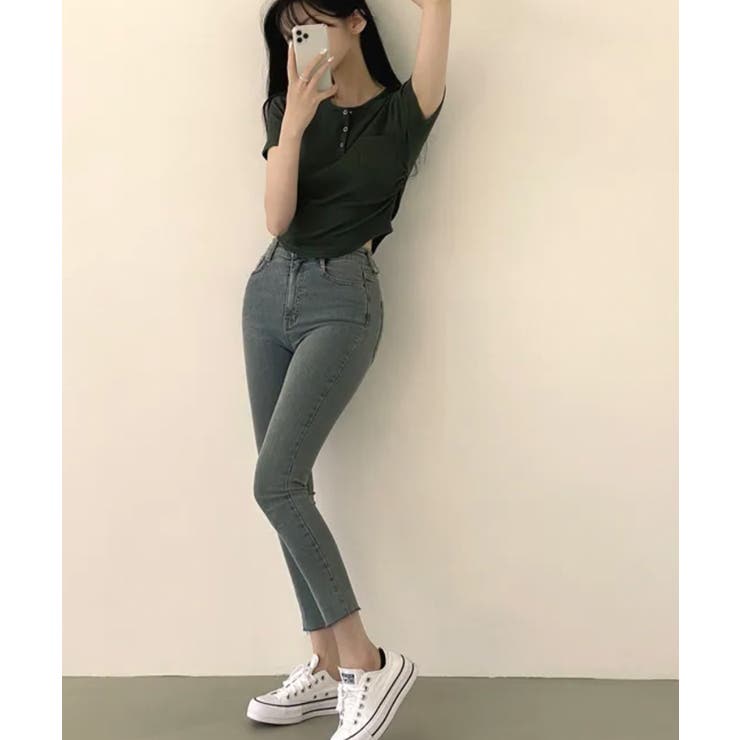 スナップボタン スリムフィット半袖Tシャツ | VIVID LADY | 詳細画像19 