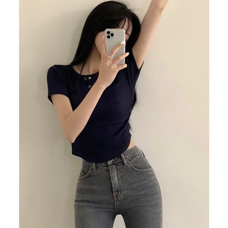 スナップボタン スリムフィット半袖Tシャツ | VIVID LADY | 詳細画像25 