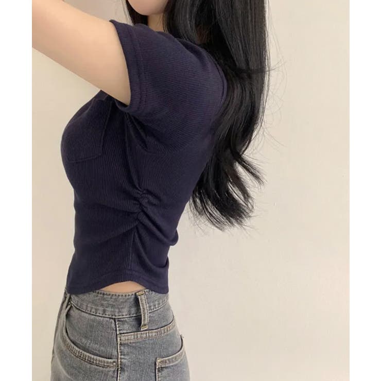 スナップボタン スリムフィット半袖Tシャツ | VIVID LADY | 詳細画像27 