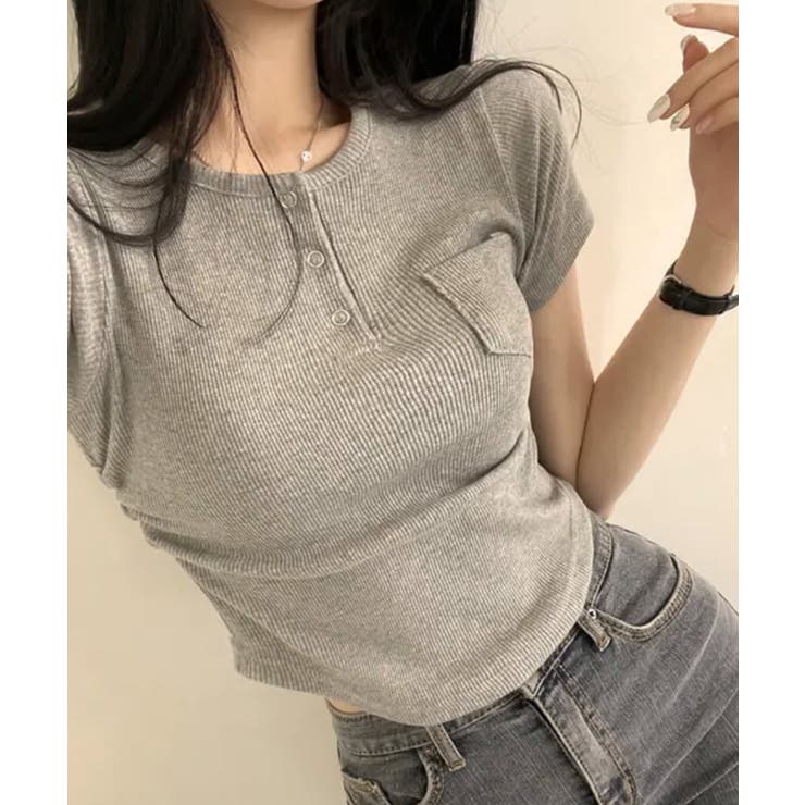 スナップボタン スリムフィット半袖Tシャツ | VIVID LADY | 詳細画像30 