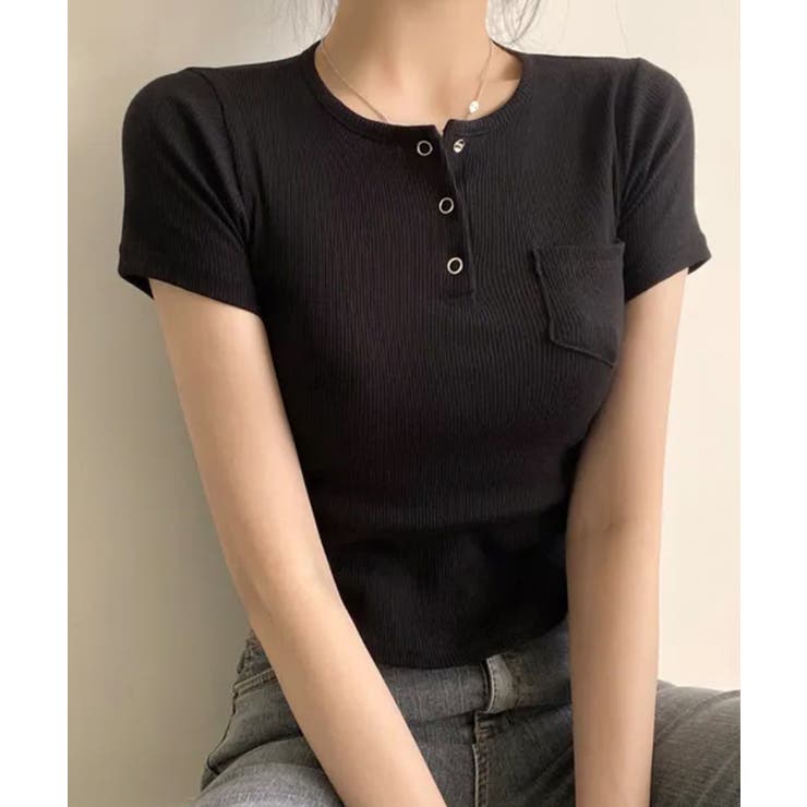 スナップボタン スリムフィット半袖Tシャツ | VIVID LADY | 詳細画像37 