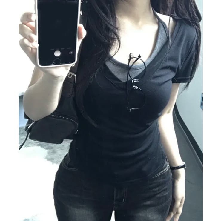 ホルターネックドッキング スリムフィット 半袖Ｔシャツ | VIVID LADY | 詳細画像4 
