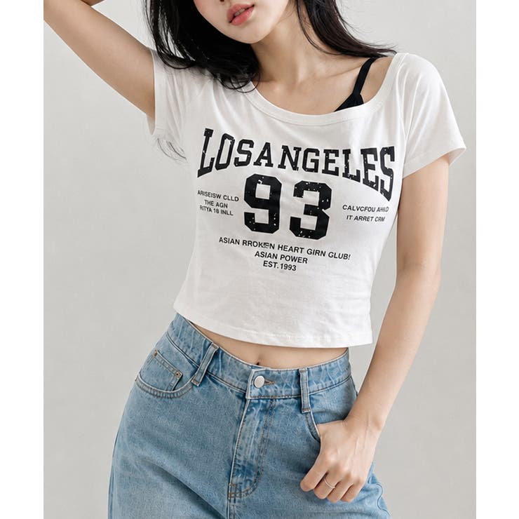カップイン ワンショルダーナンバリング半袖Ｔシャツ | VIVID LADY | 詳細画像3 