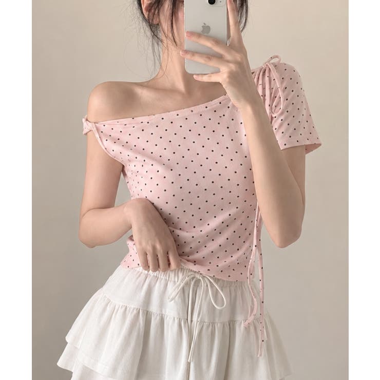 ドットリボン ワンショルダー 半袖Tシャツ | VIVID LADY | 詳細画像6 