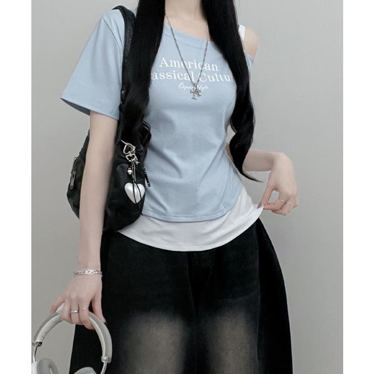 アシメレイヤードワンショルダー 半袖Tシャツ | VIVID LADY | 詳細画像8 