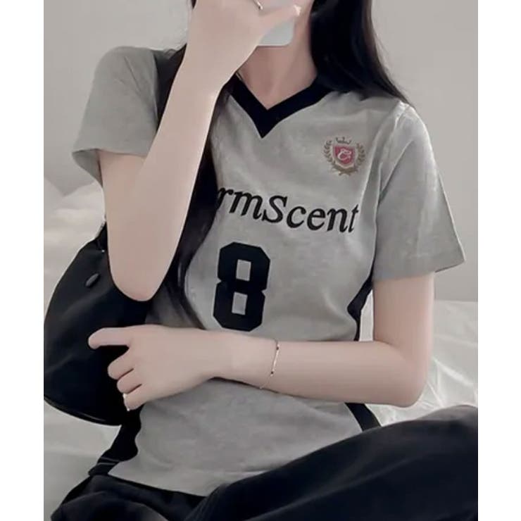 グレー | ナンバリング スポーティー半袖ポロTシャツ | VIVID LADY
