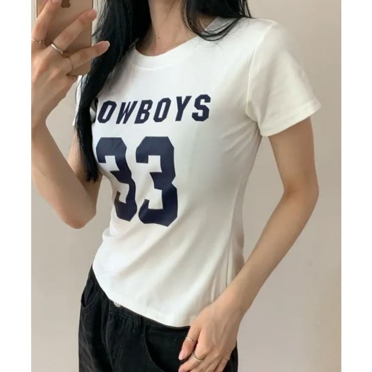 ホワイト | ナンバリングロゴコンパクト半袖Tシャツ | VIVID LADY
